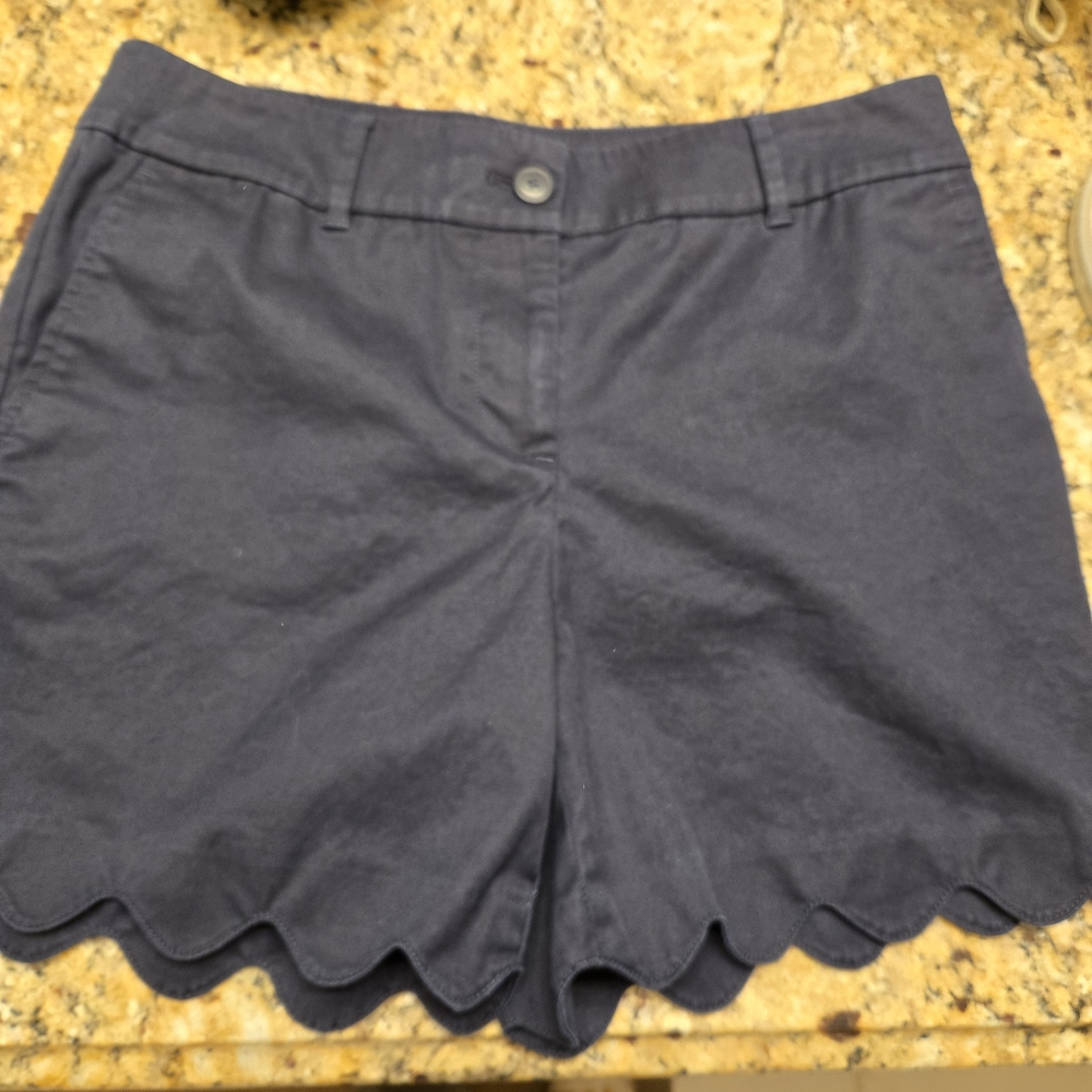 Talbots High Waist Navy Scalloped Shorts
